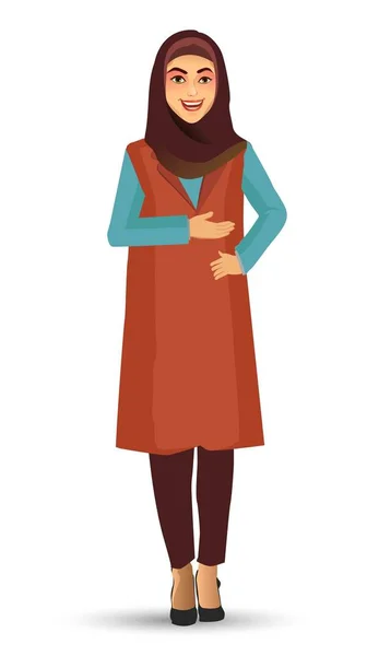 Jeune Belle Femme Porte Hijab Illustration Vectorielle Isolée Sur Fond — Image vectorielle