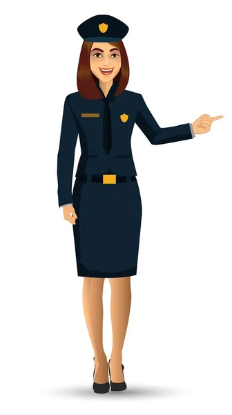 Police Woman Character Design Vector Illustration Isolated White Background — Stock Vector