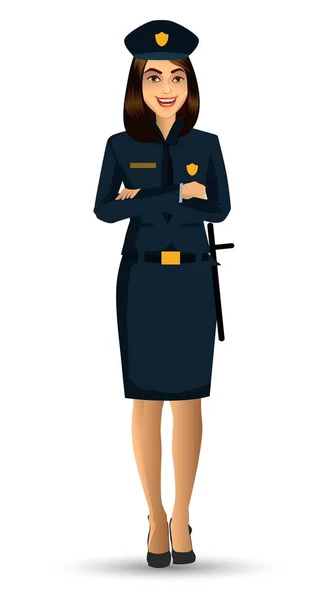 Police Woman Character Design Vector Illustration Isolated White Background — Stock Vector