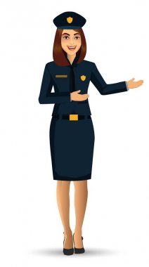 Polis kadın karakter tasarımı vektör çizim Isolated beyaz arka plan üzerinde.