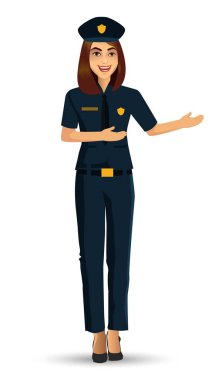 Polis kadın karakter tasarımı vektör çizim Isolated beyaz arka plan üzerinde.