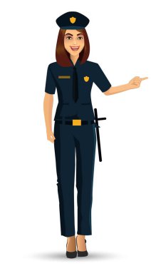Polis kadın karakter tasarımı vektör çizim Isolated beyaz arka plan üzerinde.
