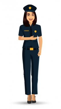Polis kadın karakter tasarımı vektör çizim Isolated beyaz arka plan üzerinde.