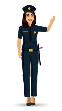 Polis kadın karakter tasarımı vektör çizim Isolated beyaz arka plan üzerinde.