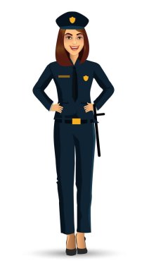 Polis kadın karakter tasarımı vektör çizim Isolated beyaz arka plan üzerinde.