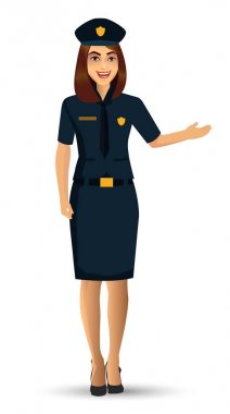 Polis kadın karakter tasarımı vektör çizim Isolated beyaz arka plan üzerinde.