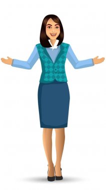 Öğretmen bir poz sunudaki vektör çizim