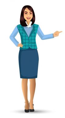 Öğretmen bir poz sunudaki vektör çizim