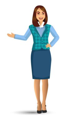 Öğretmen bir poz sunudaki vektör çizim