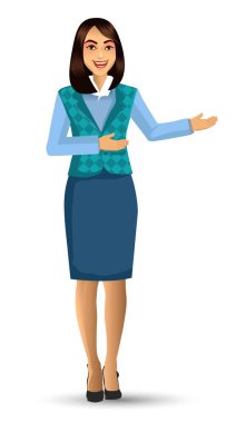 Öğretmen bir poz sunudaki vektör çizim