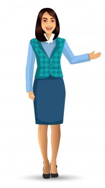 Öğretmen bir poz sunudaki vektör çizim