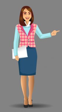 Öğretmen bir poz sunudaki vektör çizim