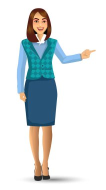 Öğretmen bir poz sunudaki vektör çizim