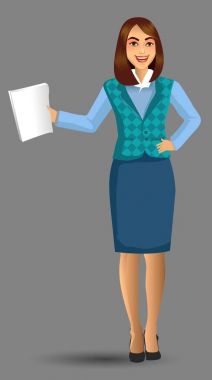 Öğretmen bir poz sunudaki vektör çizim