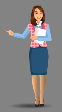 Öğretmen bir poz sunudaki vektör çizim