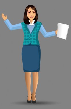 Öğretmen bir poz sunudaki vektör çizim