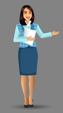 Öğretmen bir poz sunudaki vektör çizim