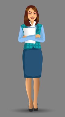 Öğretmen bir poz sunudaki vektör çizim