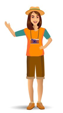 kadın seyahat etmek, tasarım şablonu öğeleri kutlamalar tatil ve faaliyetleri için vektör illüstrasyon izole.