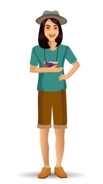 kadın seyahat etmek, tasarım şablonu öğeleri kutlamalar tatil ve faaliyetleri için vektör illüstrasyon izole.