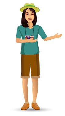 kadın seyahat etmek, tasarım şablonu öğeleri kutlamalar tatil ve faaliyetleri için vektör illüstrasyon izole.