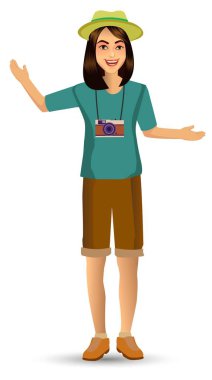 kadın seyahat etmek, tasarım şablonu öğeleri kutlamalar tatil ve faaliyetleri için vektör illüstrasyon izole.