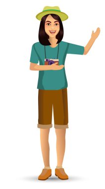 kadın seyahat etmek, tasarım şablonu öğeleri kutlamalar tatil ve faaliyetleri için vektör illüstrasyon izole.