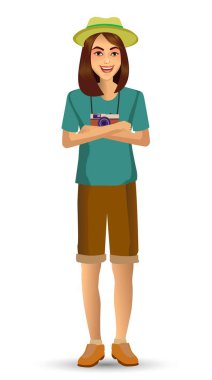 kadın seyahat etmek, tasarım şablonu öğeleri kutlamalar tatil ve faaliyetleri için vektör illüstrasyon izole.