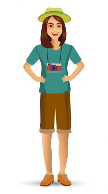 kadın seyahat etmek, tasarım şablonu öğeleri kutlamalar tatil ve faaliyetleri için vektör illüstrasyon izole.