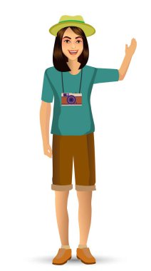 kadın seyahat etmek, tasarım şablonu öğeleri kutlamalar tatil ve faaliyetleri için vektör illüstrasyon izole.