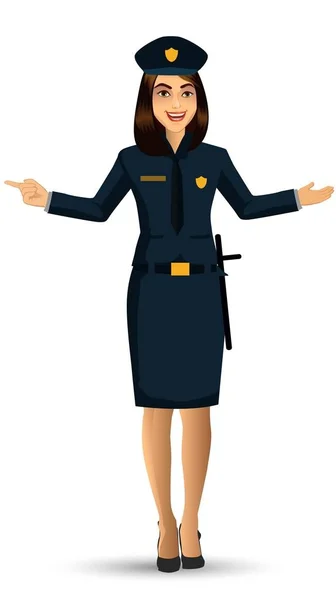Policial Mulher Personagem Design Vector Ilustração Isolado Fundo Branco — Vetor de Stock