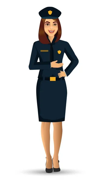 Politie Vrouw Characterdesign Vectorillustratie Geïsoleerd Witte Achtergrond — Stockvector