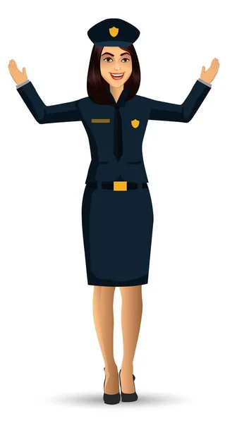 警察の女性キャラクター デザイン白い背景のベクトル イラスト分離されました — ストックベクタ