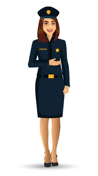 Politie Vrouw Characterdesign Vectorillustratie Geïsoleerd Witte Achtergrond — Stockvector