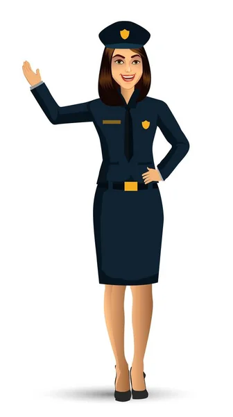 Politie Vrouw Characterdesign Vectorillustratie Geïsoleerd Witte Achtergrond — Stockvector