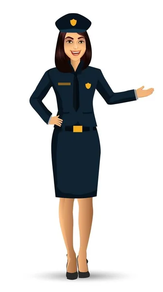 Politie Vrouw Characterdesign Vectorillustratie Geïsoleerd Witte Achtergrond — Stockvector