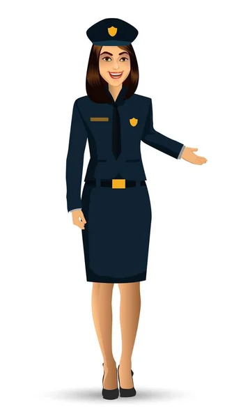 Поліцейська Жінка Дизайн Персонажа Векторні Ілюстрації Ізольовані Білому Тлі — стоковий вектор