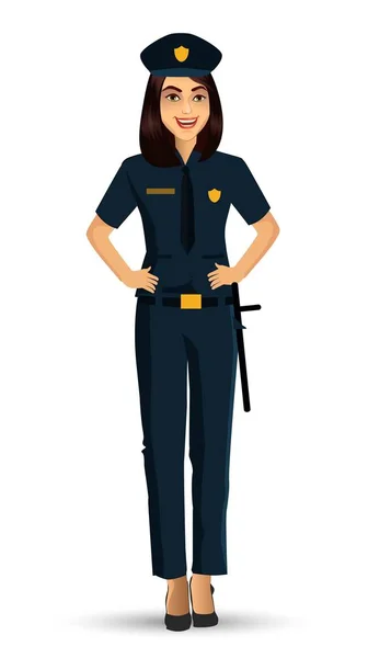 Politie Vrouw Characterdesign Vectorillustratie Geïsoleerd Witte Achtergrond — Stockvector