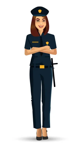 Police Woman Character Design Vector Illustration Isolated White Background — Stock Vector