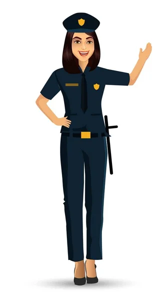 Politie Vrouw Characterdesign Vectorillustratie Geïsoleerd Witte Achtergrond — Stockvector