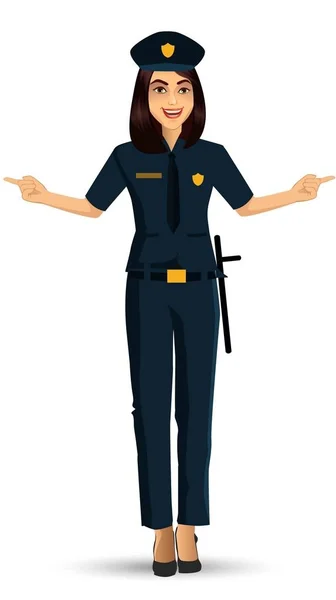 Policial Mulher Personagem Design Vector Ilustração Isolado Fundo Branco — Vetor de Stock