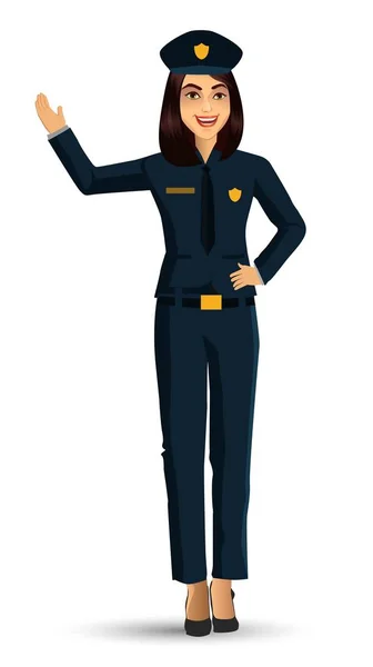 警察の女性キャラクター デザイン白い背景のベクトル イラスト分離されました — ストックベクタ
