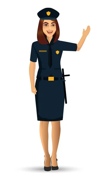 Policial Mulher Personagem Design Vector Ilustração Isolado Fundo Branco —  Vetores de Stock