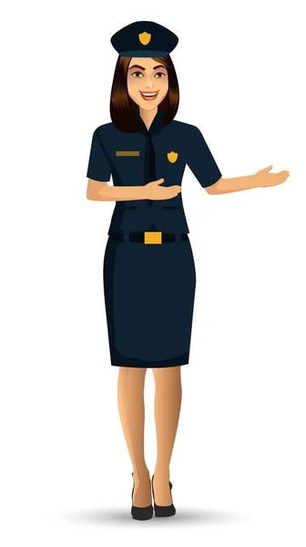 Police Woman Character Design Vector Illustration Isolated White Background — Stock Vector