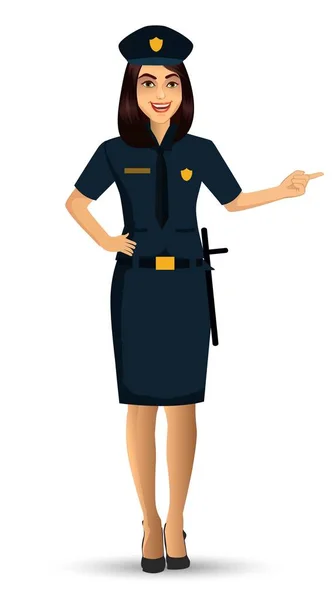 Politie Vrouw Characterdesign Vectorillustratie Geïsoleerd Witte Achtergrond — Stockvector