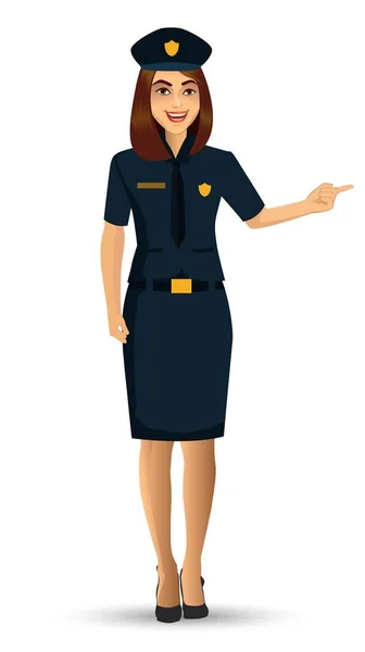 Politie Vrouw Characterdesign Vectorillustratie Geïsoleerd Witte Achtergrond — Stockvector