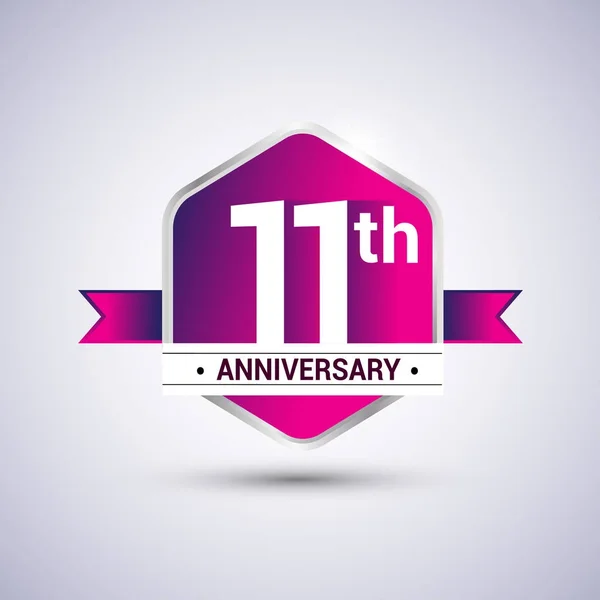 Logo celebrazione undicesimo anniversario — Vettoriale Stock