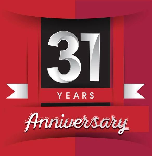 Modelo Design Ilustração Vetorial Anos Logotipo Celebração Aniversário Com Fita —  Vetores de Stock