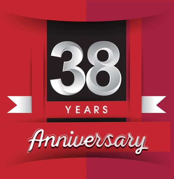 Modelo Design Ilustração Vetorial Anos Logotipo Celebração Aniversário Com Fita —  Vetores de Stock