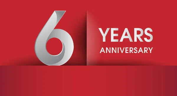 年周年記念ロゴ 赤の背景 バナーのベクトルの要素に分離したフラットなデザインの招待状 誕生日パーティー — ストックベクタ